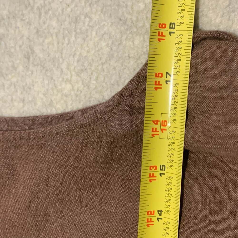 Eddie Bauer Women's 100% Linen Sleeveless Button-Down Shirt Brown Large - Picture 3 of 8